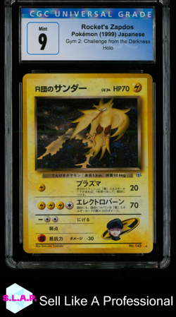 ROCKET'S ZAPDOS GYM 2: CHALLENGE FROM THE DARKNESS HOLO POKEMON CGC 9 - Image 1