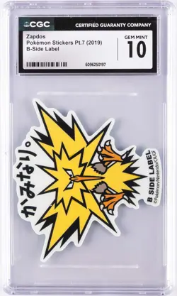 2019 POKEMON STICKERS PT. 7 B-SIDE LABEL ZAPDOS CGC 10 GEM MINT - Image 1