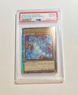 PSA 8 2025 Yu-Gi-Oh! Blue-Eyes White Dragon #RA04-EN002 Quarter Century SR - Image 1