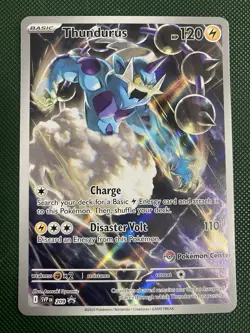 Pokemon TCG Card Thundurus SVP 209 Pokemon Center Stamped Promo Black Bolt - Image 1