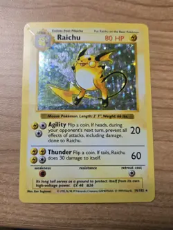 Pokemon TCG Raichu Base Set Holo Shadowless Card 14/102 - Image 1