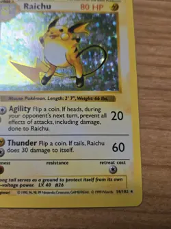 Pokemon TCG Raichu Base Set Holo Shadowless Card 14/102 - Image 4