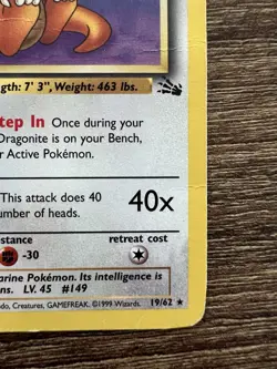 Pokemon TCG Dragonite 19/62 Fossil Non-Holo Rare Card WOTC MP - Image 4