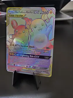 Pokemon Raichu & Alolan Raichu GX 241/236 Custom Holo Display Card - Image 2