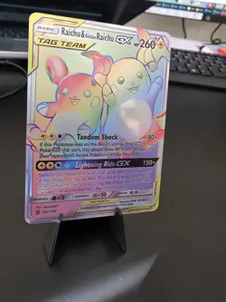 Pokemon Raichu & Alolan Raichu GX 241/236 Custom Holo Display Card - Image 3
