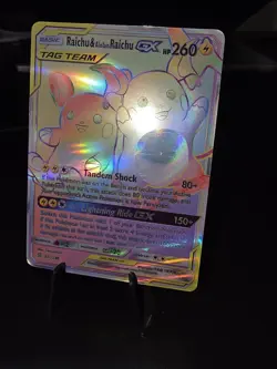 Pokemon Raichu & Alolan Raichu GX 241/236 Custom Holo Display Card - Image 4