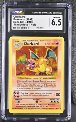 CGC 6.5 Charizard 1999 Base Set 4/102 Shadowless Holo Pokemon Card - Image 1
