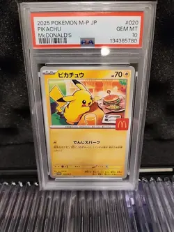 PSA 10 Pikachu McDonald’s Happy Set Promo 020/M-P 2025 Pokemon Card JP GEM MINT - Image 1