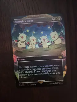 Moogles' Valor Borderless Art, Final Fantasy Magic: The Gathering NM Condition - Image 1