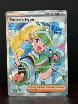Emcee’s Hype 220/182 Pokemon TCG Sv Destined Rivals Full Art Holo Trainer (MINT) - Image 1