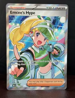 Emcee’s Hype 220/182 Pokemon TCG Sv Destined Rivals Full Art Holo Trainer (MINT) - Image 2