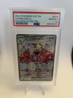 PSA 10 GEM MINT Charizard ex Paldean Fates Tin Promo 2024 Pokemon SVP 074 - Image 1