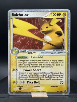 2005 Pokemon Ex Emerald 97/106 Raichu EX Holo Moderate Play (MP) + - Image 1