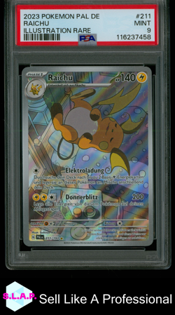 RAICHU ILLUSTRATION RARE POKEMON GERMAN PAL DE-PALDEA EVOLVED 2023 211 PSA 9 - Image 1