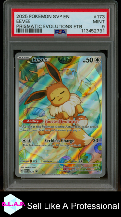 EEVEE PRISMATIC EVOLUTIONS ETB POKEMON SVP EN-SV BLACK STAR PROMO 2025 173 PSA 9 - Image 1