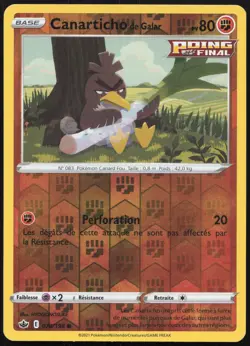 Carte Pokemon Canarticho de Galar 078/198 Reverse Regne de Glace Francais - Image 1