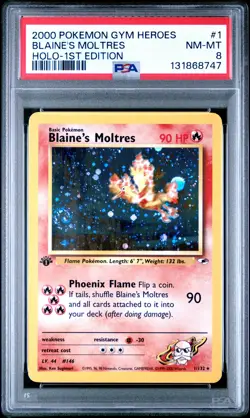 2000 POKEMON GYM HEROES HOLO-1ST EDITION #1 BLAINE'S MOLTRES PSA 8 - Image 1