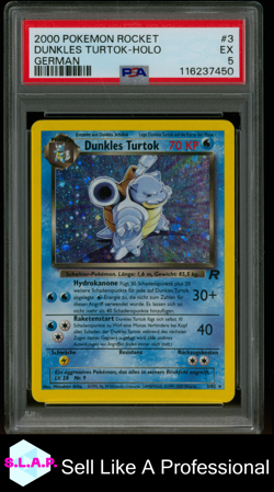 DUNKLES TURTOK-HOLO GERMAN POKEMON ROCKET 2000 3 PSA 5 - Image 1