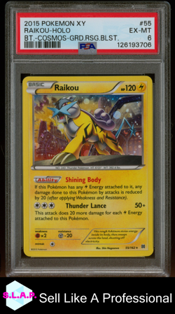 RAIKOU POKEMON 55 2015 BREAKTHROUGH HOLO ENGLISH PSA 6 - Image 1