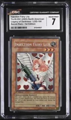 Yu-Gi-Oh! TCG Injection Fairy Lily Legacy of Darkness LOD-100 1st Edition CGC 7 - Image 1