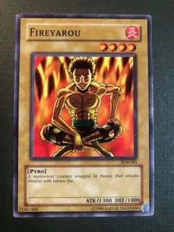 Yugioh - Fireyarou LOB-085 Common Unlimited 1996 NM - Image 1