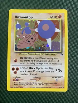 Pokemon TCG Hitmontop Neo Discovery Holo Card 3/75 Unlimited Rare - Image 1