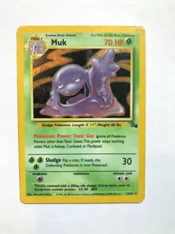 Pokemon Cards Muk 13 62 Rare HOLO Shiny Fossil Set WOTC 1999 - Image 1
