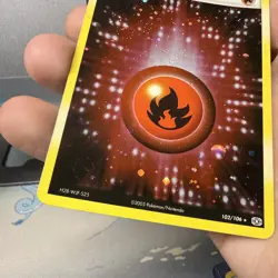 Pokemon Card Fire Energy 102/106 EX Emerald Double Swirl Holo NM - Image 3