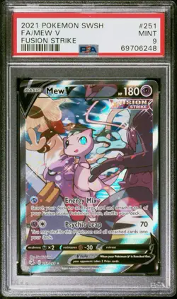 2021 Pokemon Mew V Full Art Fusion Strike 251 PSA 9 Mint - Image 1