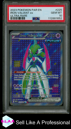 IRON VALIANT EX ULTRA RARE POKEMON PAR EN-PARADOX RIFT 2023 225 PSA 10 - Image 1