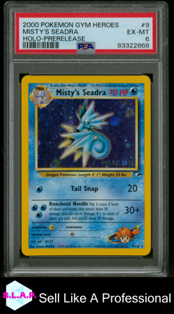 MISTY'S SEADRA HOLO-PRERELEASE POKEMON GYM HEROES 2000 9 PSA 6 - Image 1