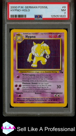 HYPNO POKEMON 8 2000 FOSSIL HOLO GERMAN PSA 7 - Image 1