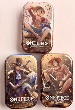 One Piece Vol. 2 Mini Tin Set (Ace/Sabo/Luffy Promo+2x OP-13 Packs) NEW SEALED🔥 - Image 1