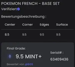 🔥1999 POKEMON CARD FRENCH BASE SET 1. EDITION LEVIATOR HOLO RARE MT+ 9.5 BGS🔥 - Image 2
