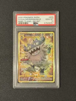 Pokemon TCG Galarian Perrserker 205/192 Rebel Clash Full Art Secret Rare PSA 10 - Image 1
