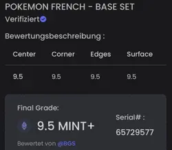 🔥1999 POKEMON CARD FRENCH BASE SET 1. EDITION MAGNETON HOLO RARE MT+ 9.5 BGS🔥 - Image 2