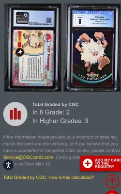 1999 Primeape Silver Foil Topps #57 Pokemon Card First Print CGC 8 NM POP 5 ⭐ - Image 1