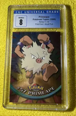 1999 Primeape Silver Foil Topps #57 Pokemon Card First Print CGC 8 NM POP 5 ⭐ - Image 2