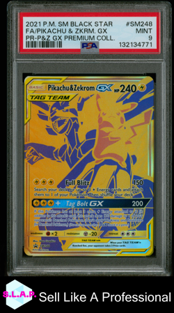 FA/PIKACHU & ZEKROM GX PR-P&Z GX PRE COLL. POKEMON SM BLCK STR 2021 SM248 PSA 9 - Image 1