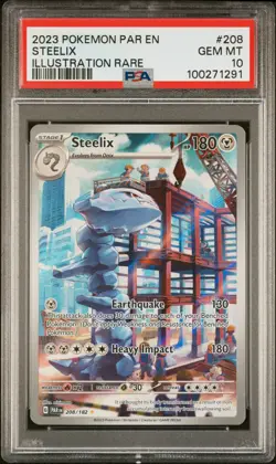 2023 POKEMON PAR EN-PARADOX RIFT ILLUSTRATION RARE #208 STEELIX PSA 10 - Image 1
