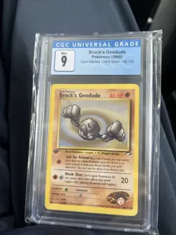 1st Edition Pokemon Brock's Geodude 66/132 Gym Heroes 2000 Graded CGC 9 MINT - Image 1