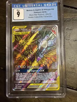 CGC 9 Moltres Zapdos Articuno GX SM210 Black Star Promo Pokemon Card - Image 2