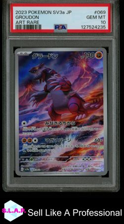 GROUDON ART RARE POKEMON JAPANESE SV3A-RAGING SURF 2023 069 PSA 10 - Image 1