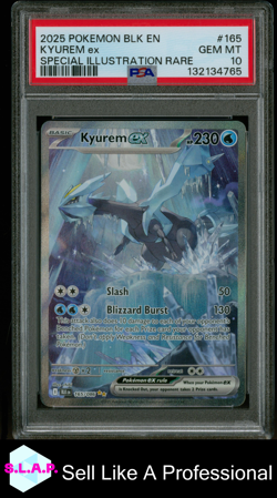 KYUREM EX SPECI4L ILLUSTRATION RARE POKEMON BLK EN-BLACK BOLT 2025 165 PSA 10 - Image 1