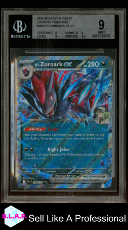 ZOROARK EX POKEMON 98 2025 JOURNEY TOGETHER RR ENGLISH BGS 9 - Image 1