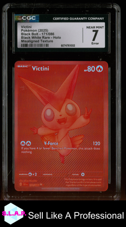 VICTINI POKEMON 171 2025 BLACK BOLT HOLO - MISALIGNED TEXT ENGLISH CGC 7 ERROR - Image 1