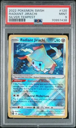 2022 POKEMON SWORD & SHIELD SILVER TEMPEST #120 RADIANT JIRACHI PSA 9 - Image 1
