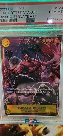 Namco One Piece Card Game Charlotte Katakuri Alt Art Foil SR OP03-123 PSA 10 - Image 1