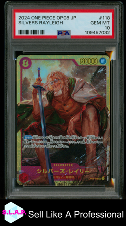 SILVERS RAYLEIGH ONE PIECE TCG 118 2024 OP08 FOIL JAPANESE PSA 10 - Image 1