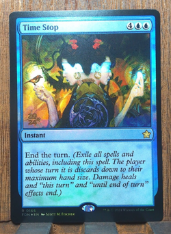 MTG🌊🌊 Time Stop Foundations ( FOIL PRERELEASE ) Foundations NEAR MINT💕❤. - Image 1